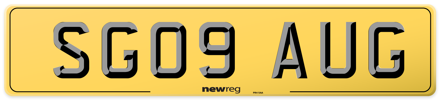 SG09 AUG Rear Number Plate