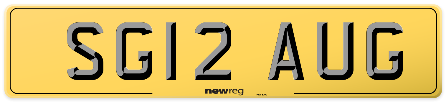 SG12 AUG Rear Number Plate