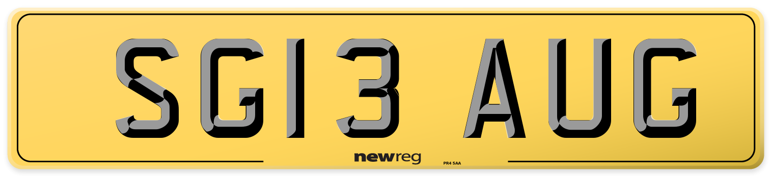 SG13 AUG Rear Number Plate
