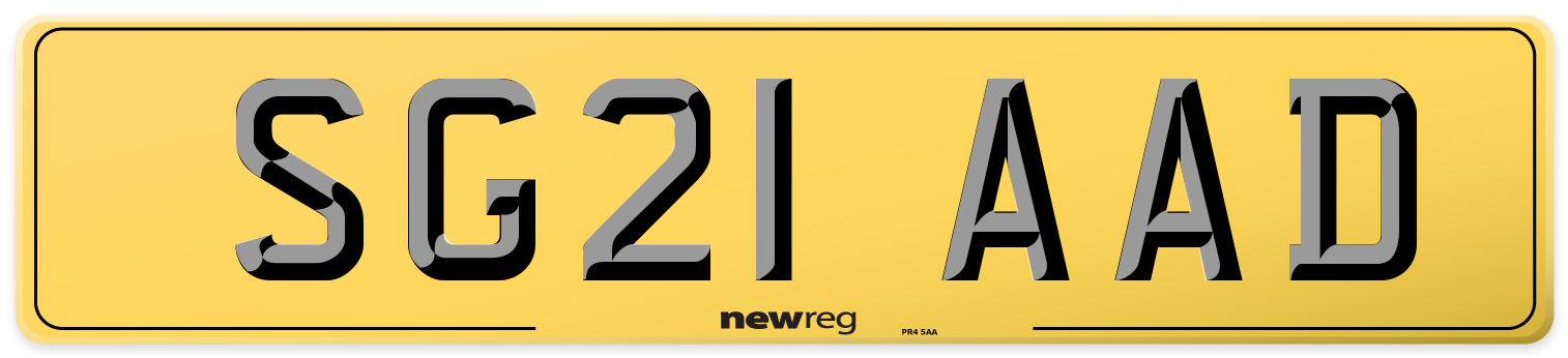 SG21 AAD Rear Number Plate