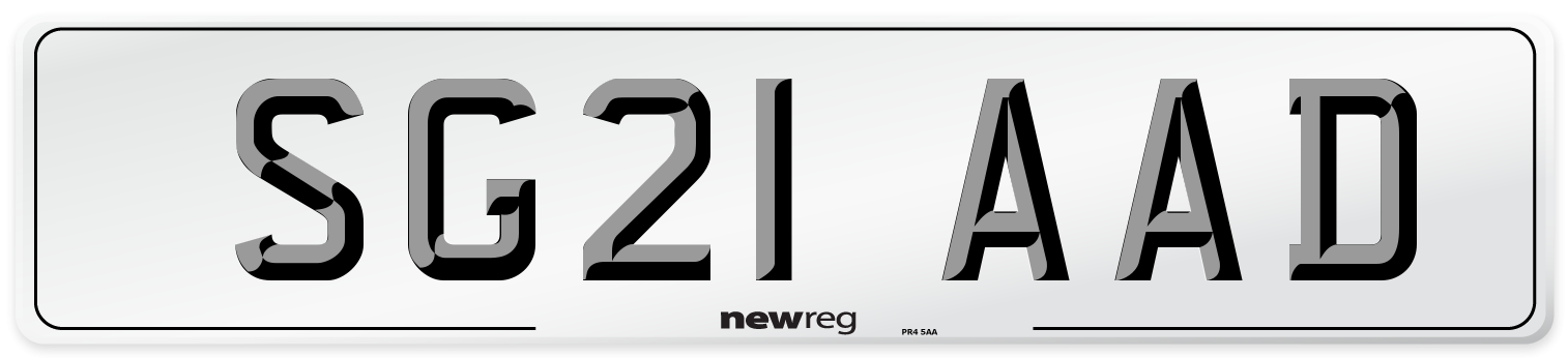 SG21 AAD Front Number Plate