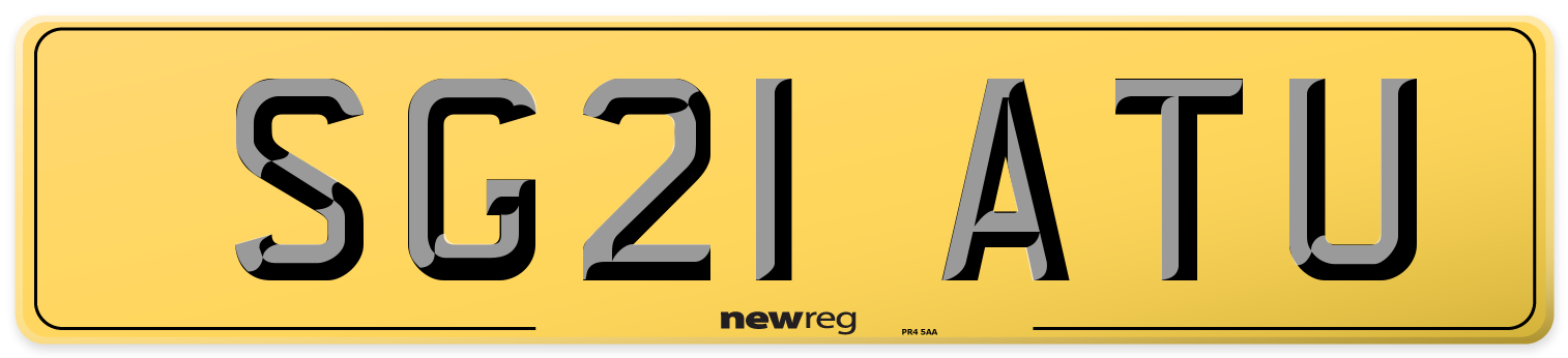 SG21 ATU Rear Number Plate