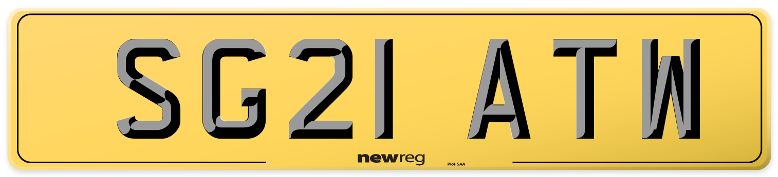 SG21 ATW Rear Number Plate