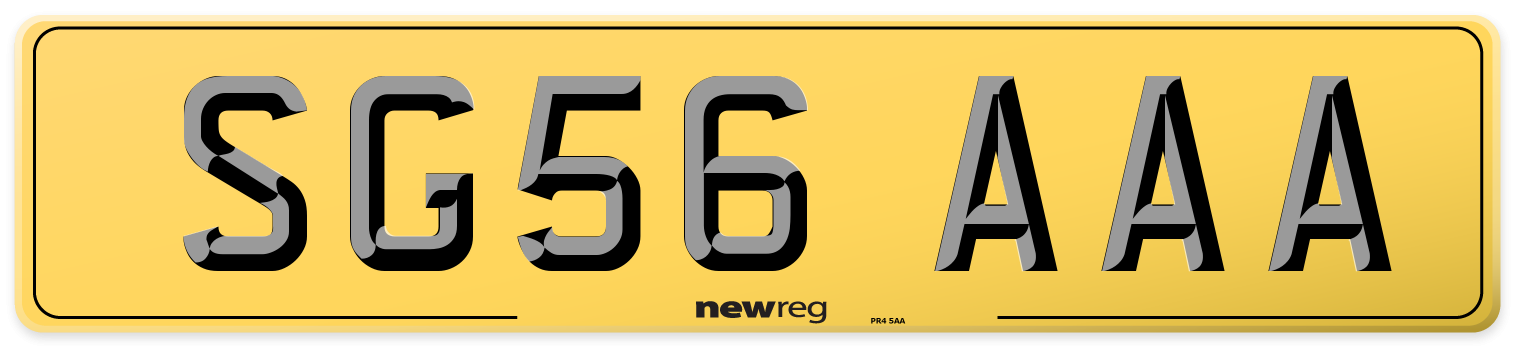 SG56 AAA Rear Number Plate