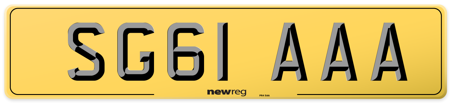 SG61 AAA Rear Number Plate