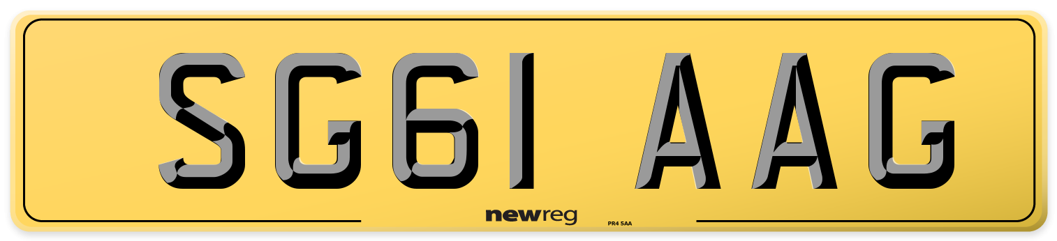 SG61 AAG Rear Number Plate