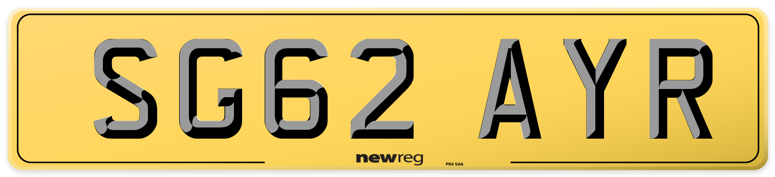 SG62 AYR Rear Number Plate