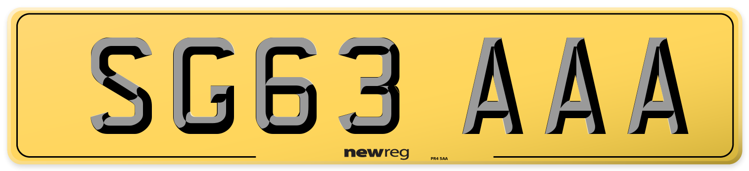 SG63 AAA Rear Number Plate