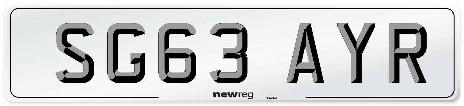 SG63 AYR Front Number Plate
