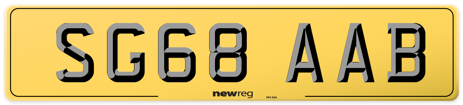 SG68 AAB Rear Number Plate