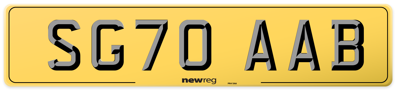 SG70 AAB Rear Number Plate