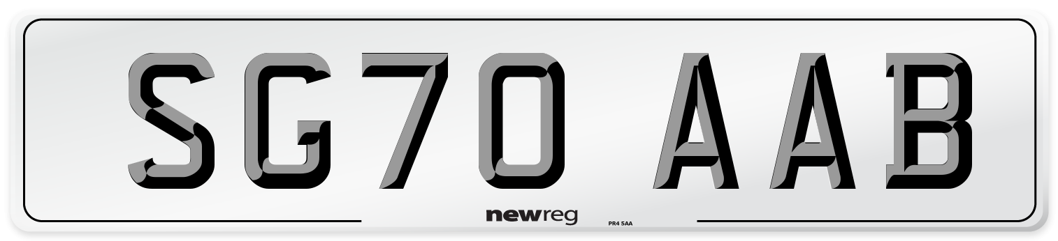 SG70 AAB Front Number Plate
