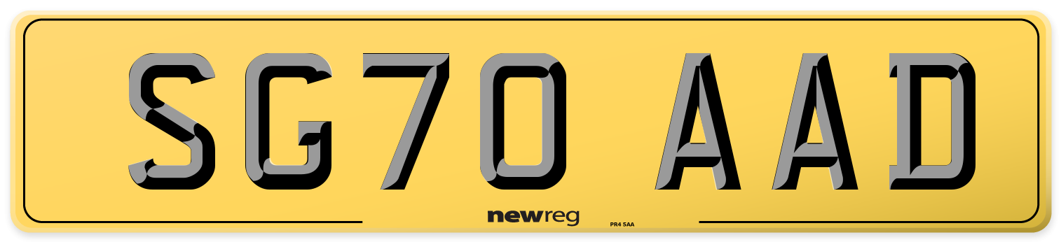 SG70 AAD Rear Number Plate