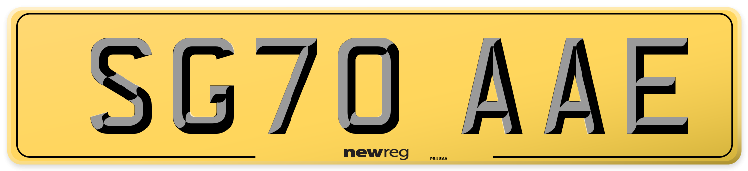 SG70 AAE Rear Number Plate