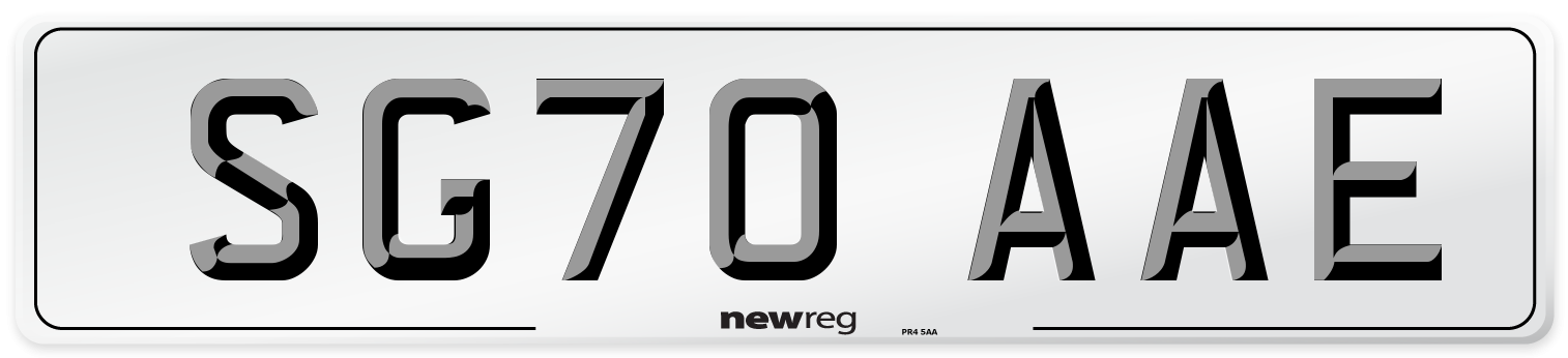 SG70 AAE Front Number Plate