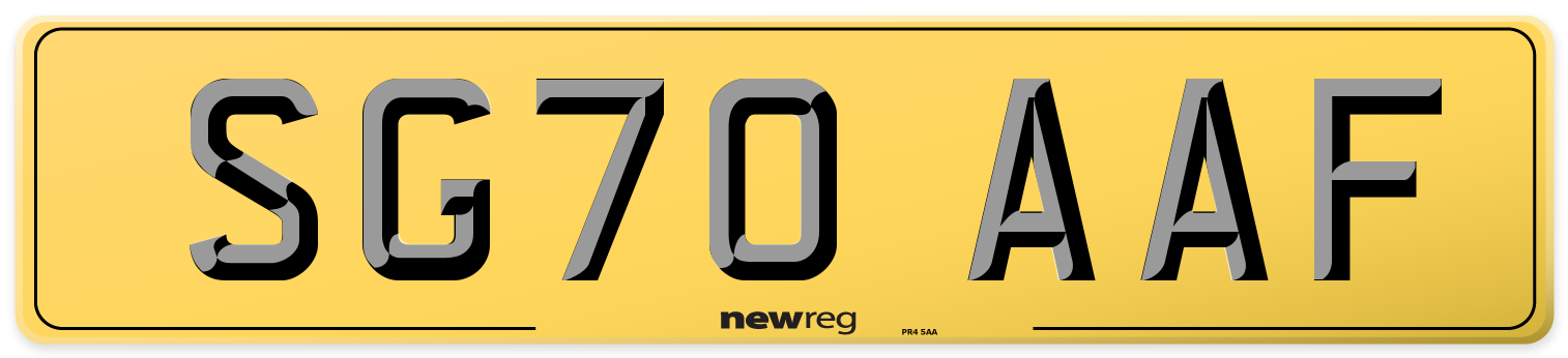SG70 AAF Rear Number Plate