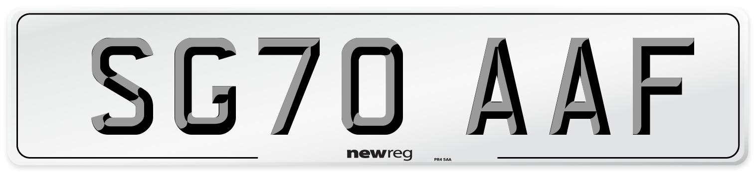 SG70 AAF Front Number Plate