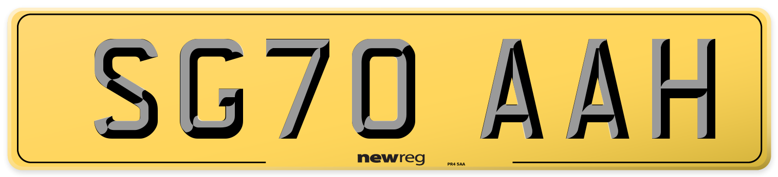 SG70 AAH Rear Number Plate