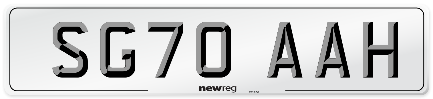 SG70 AAH Front Number Plate