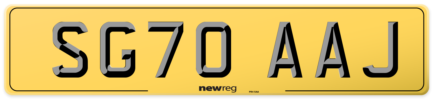 SG70 AAJ Rear Number Plate