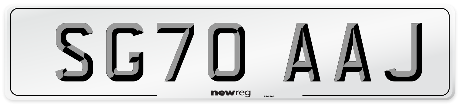 SG70 AAJ Front Number Plate