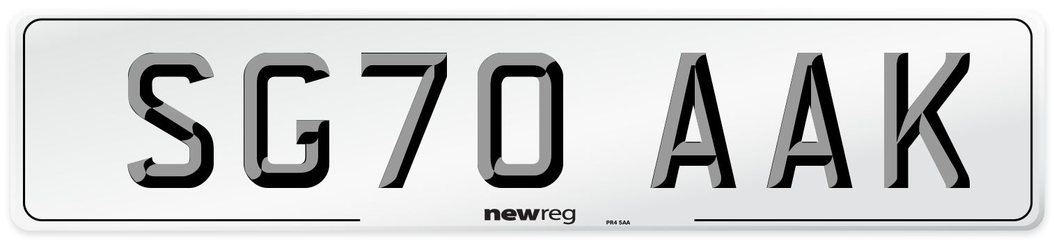 SG70 AAK Front Number Plate