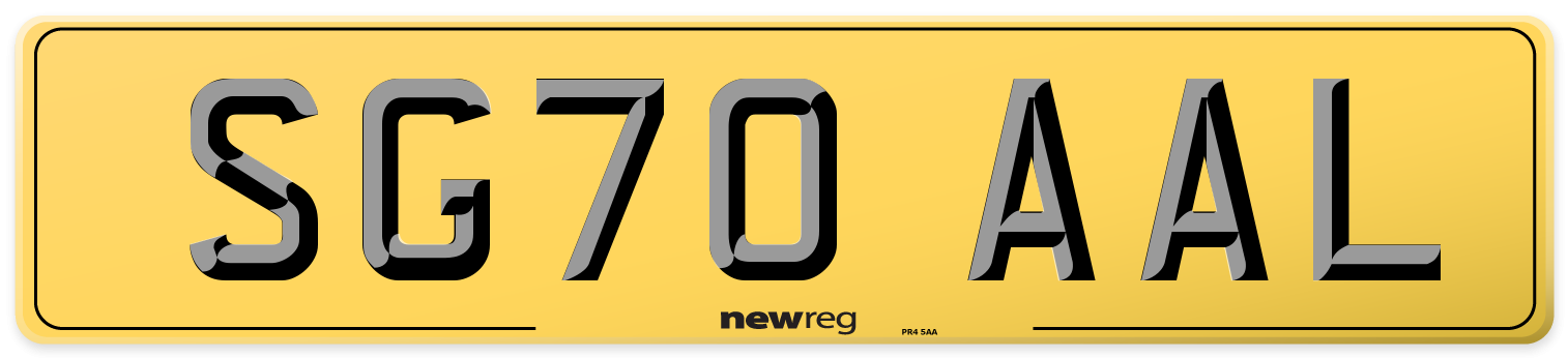 SG70 AAL Rear Number Plate