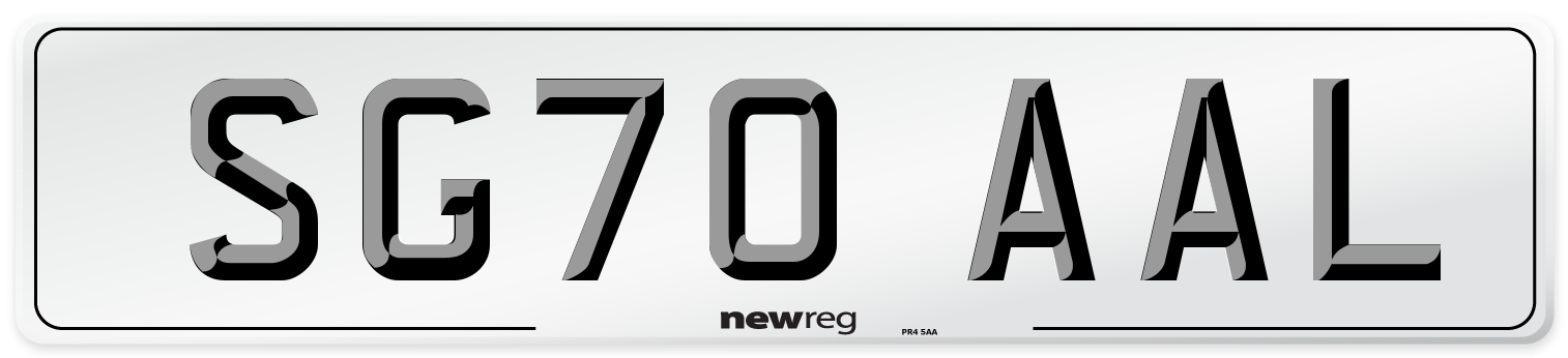 SG70 AAL Front Number Plate