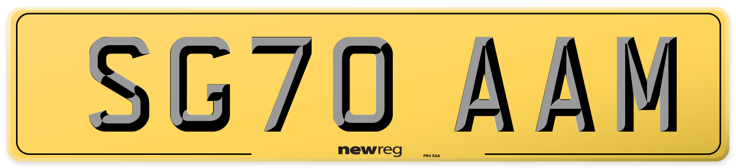 SG70 AAM Rear Number Plate