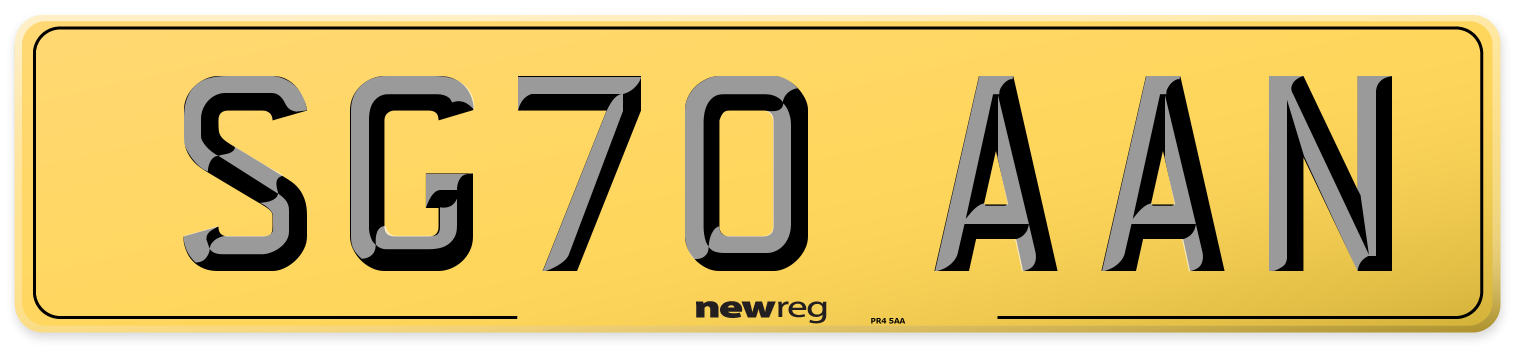 SG70 AAN Rear Number Plate