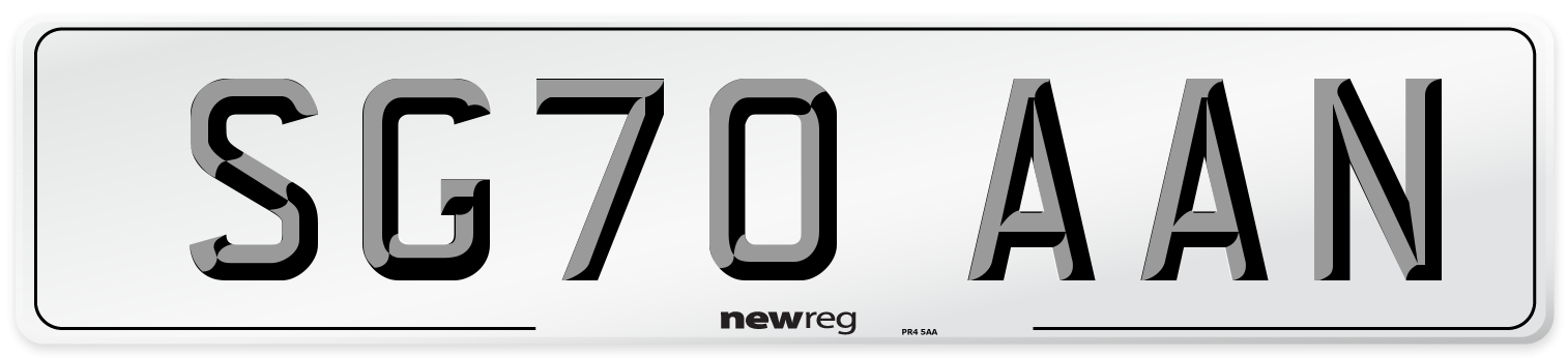 SG70 AAN Front Number Plate