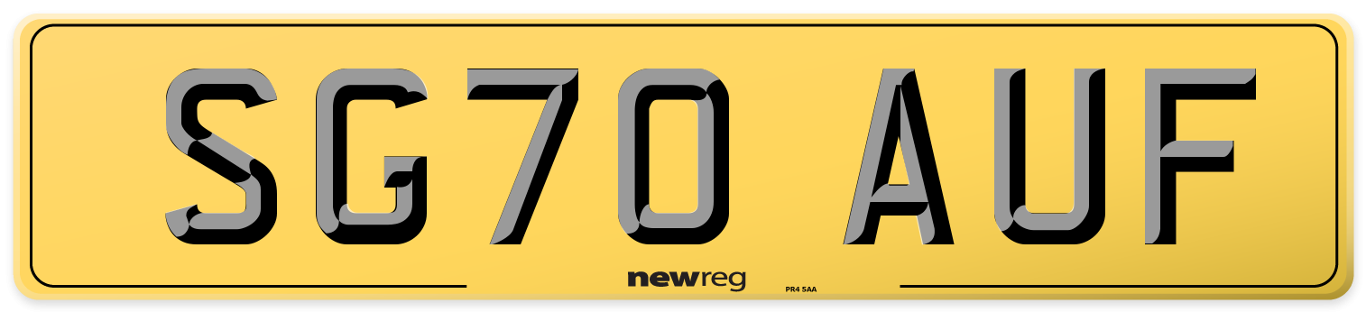 SG70 AUF Rear Number Plate