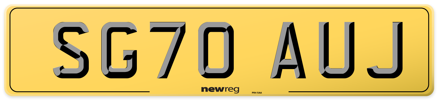 SG70 AUJ Rear Number Plate