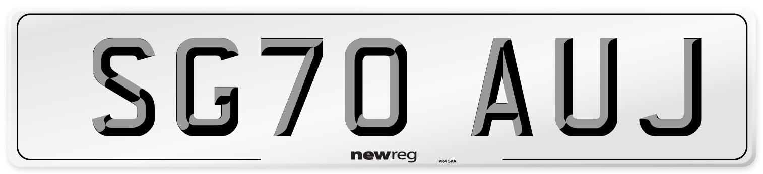 SG70 AUJ Front Number Plate
