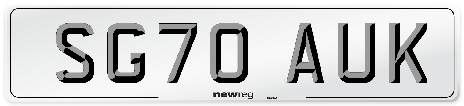 SG70 AUK Front Number Plate