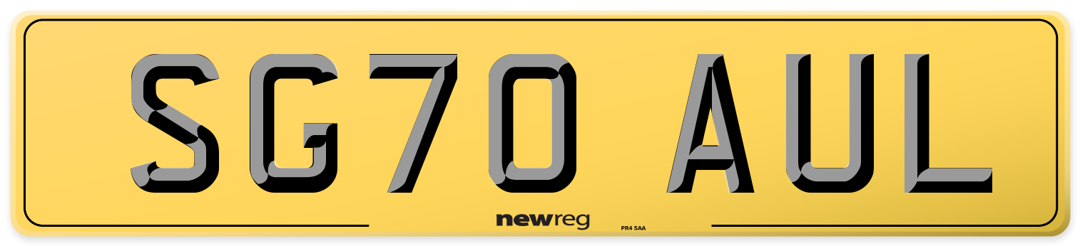 SG70 AUL Rear Number Plate
