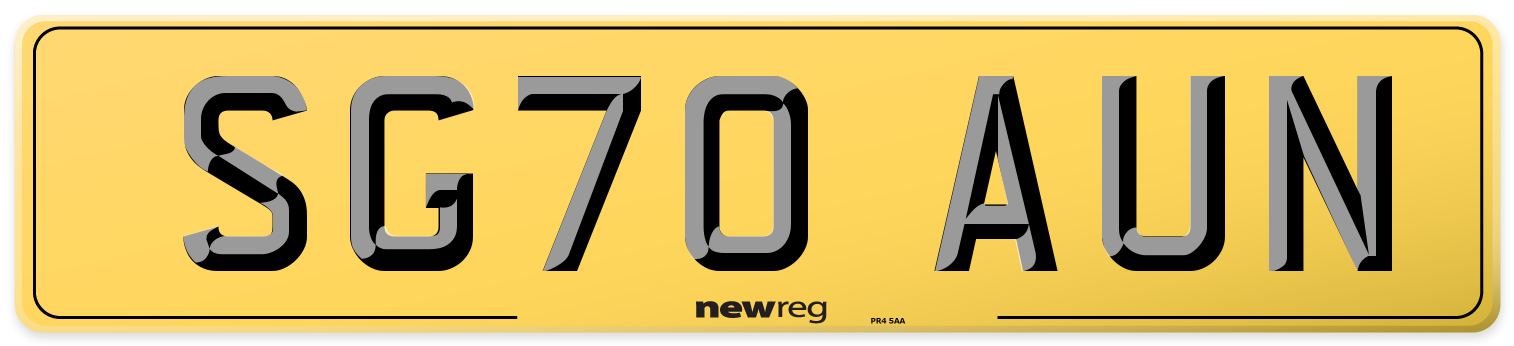 SG70 AUN Rear Number Plate
