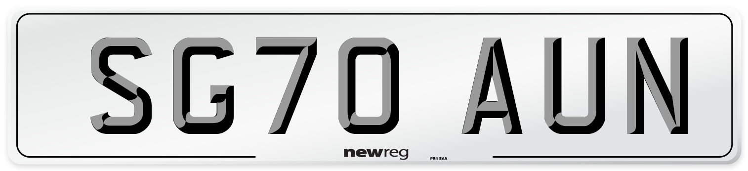SG70 AUN Front Number Plate
