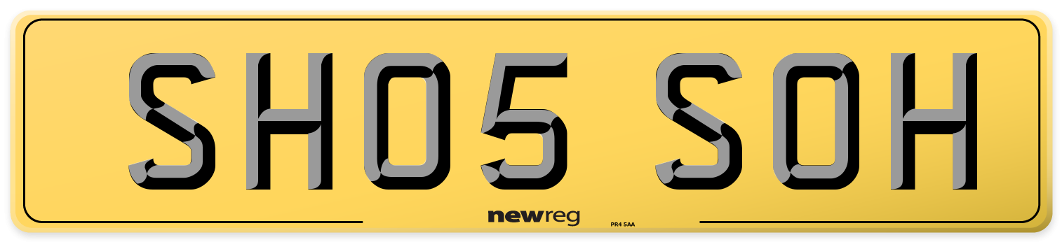 SH05 SOH Rear Number Plate