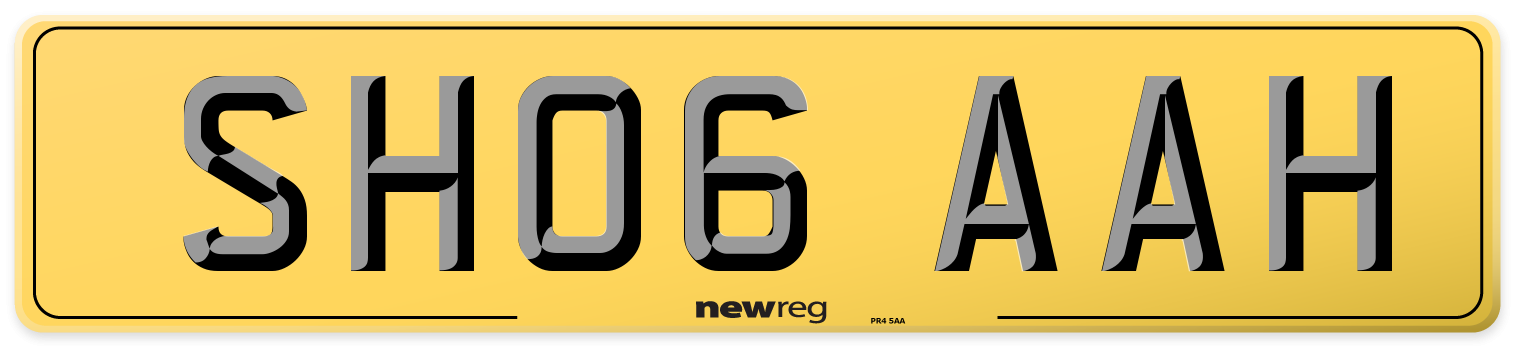 SH06 AAH Rear Number Plate