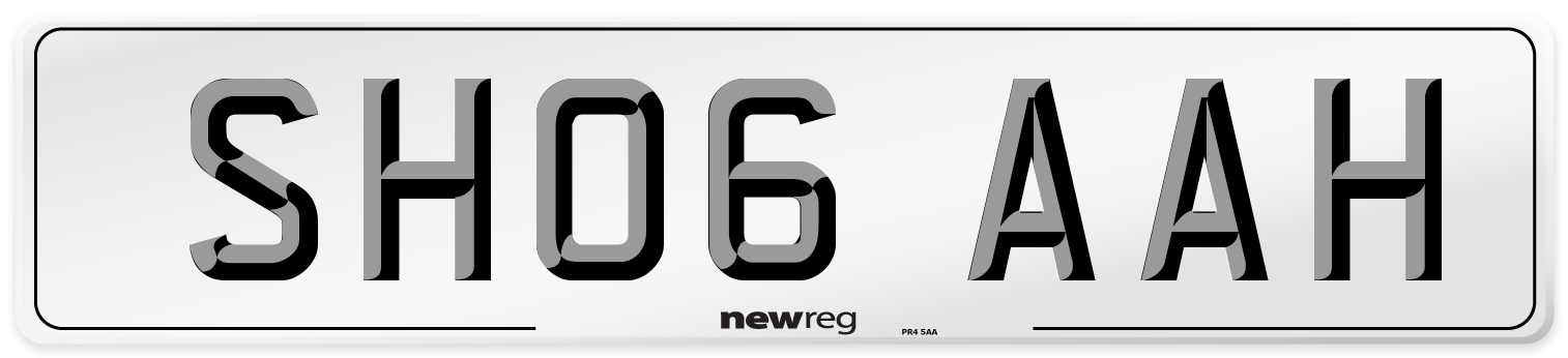 SH06 AAH Front Number Plate