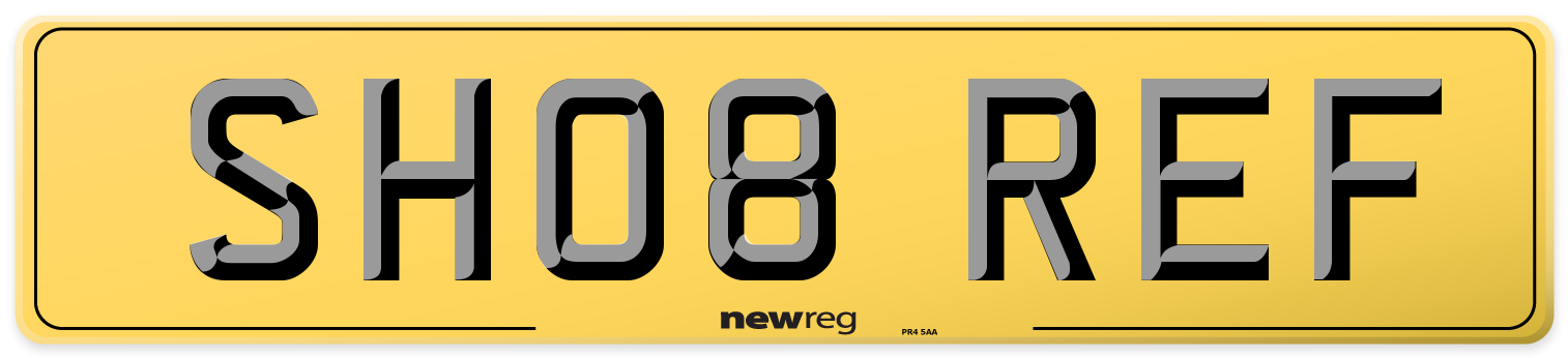 SH08 REF Rear Number Plate