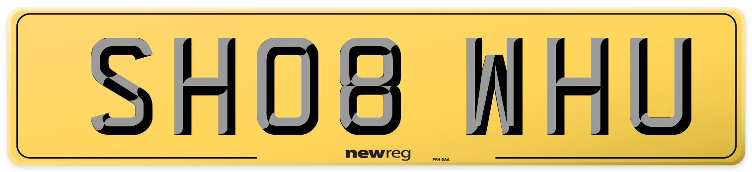 SH08 WHU Rear Number Plate