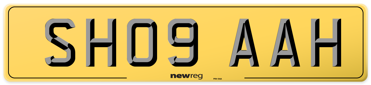 SH09 AAH Rear Number Plate