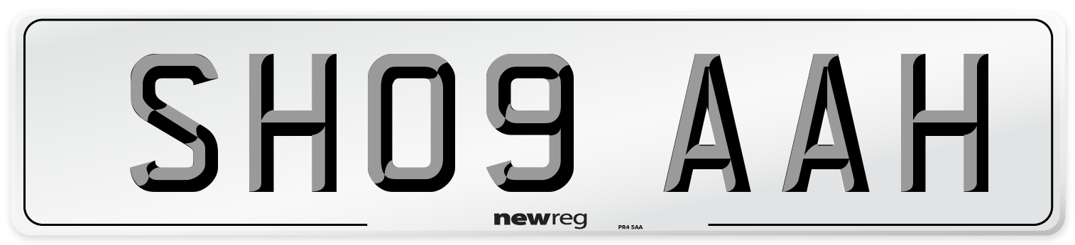 SH09 AAH Front Number Plate