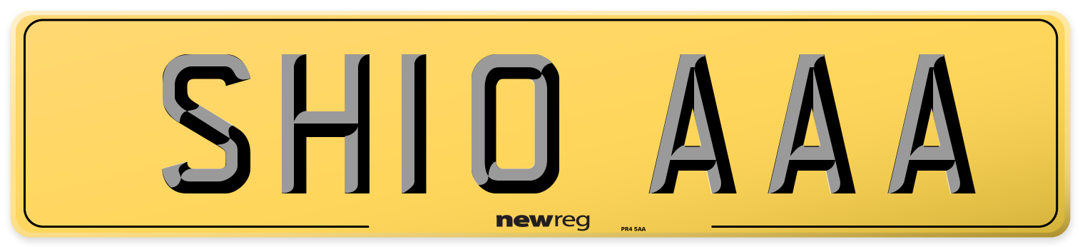 SH10 AAA Rear Number Plate
