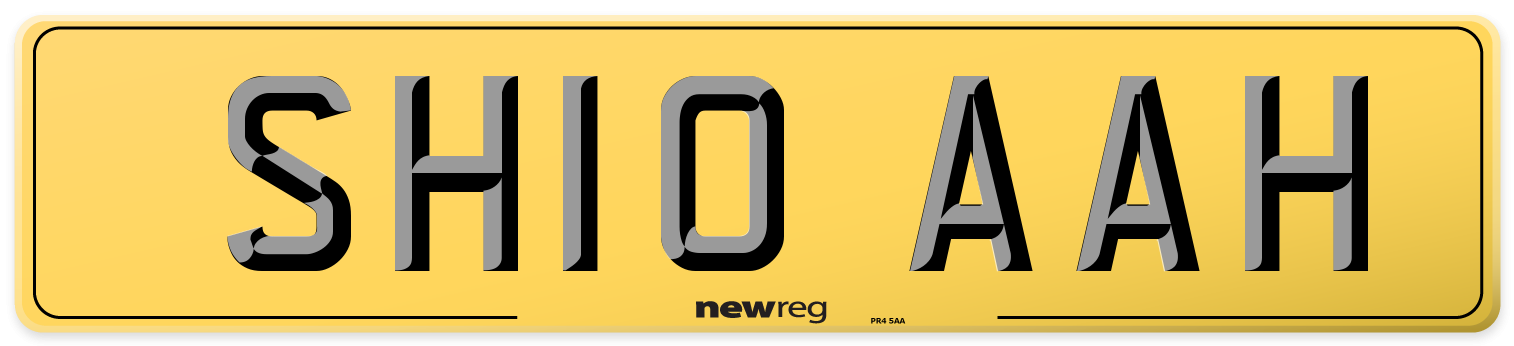 SH10 AAH Rear Number Plate