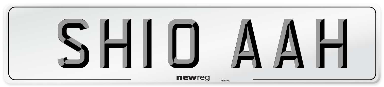 SH10 AAH Front Number Plate