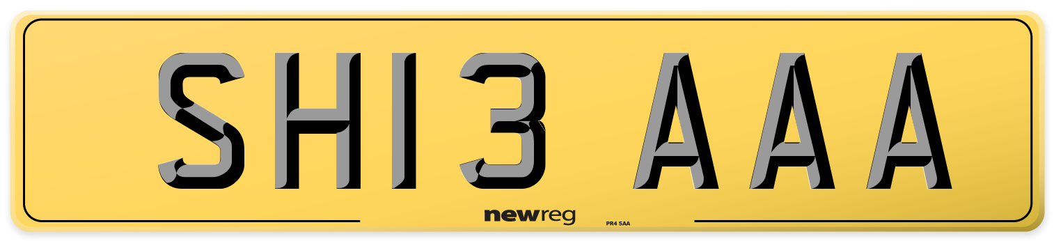 SH13 AAA Rear Number Plate