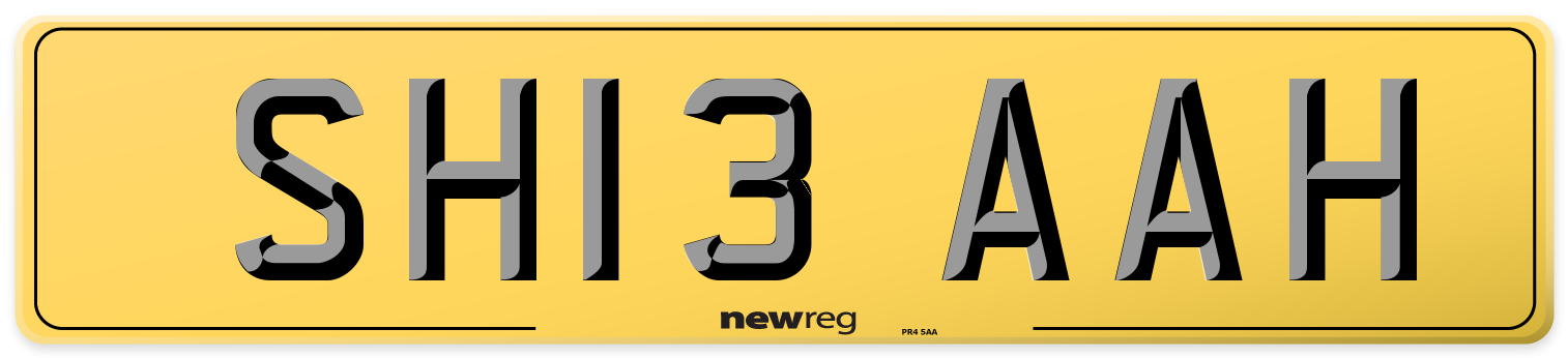 SH13 AAH Rear Number Plate
